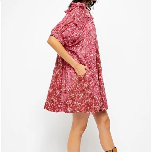 FREE PEOPLE JET SET MINI DRESS Fuchsia Combo - Picture 5 of 9